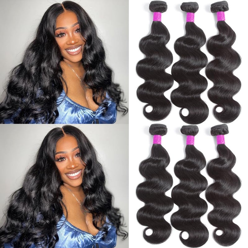 Flady 12A Human Hair Bundles Body Wave 3 Bundles Human Hair 100 Unprocessed Brazilian Virgin Hair Bundles Deals Body Wave Human Hair Extensions for Black Women10 12 14inch