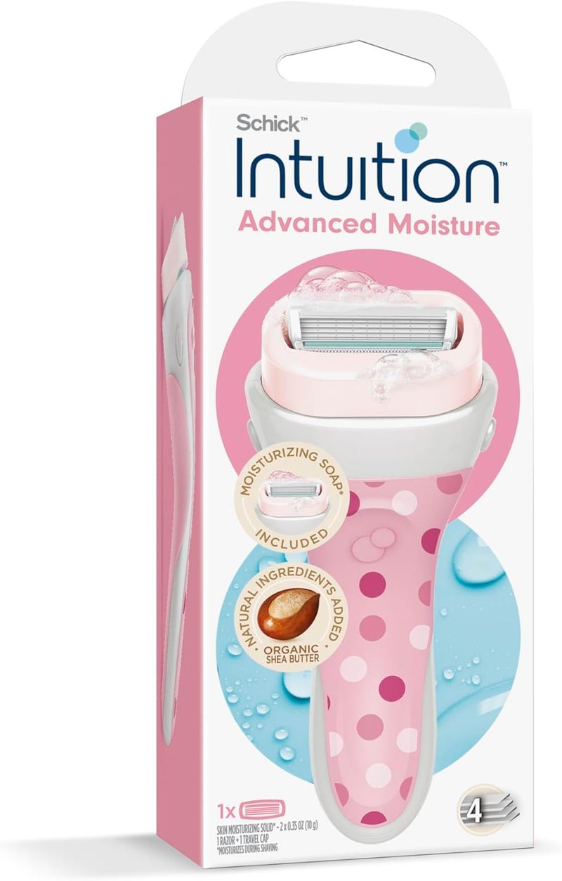 Intuition 2-in-1 Advanced Moisture Women's Razor with Soap - Polka Dot Limited Edition Gift Pack with Organic Shea Butter - Image 1