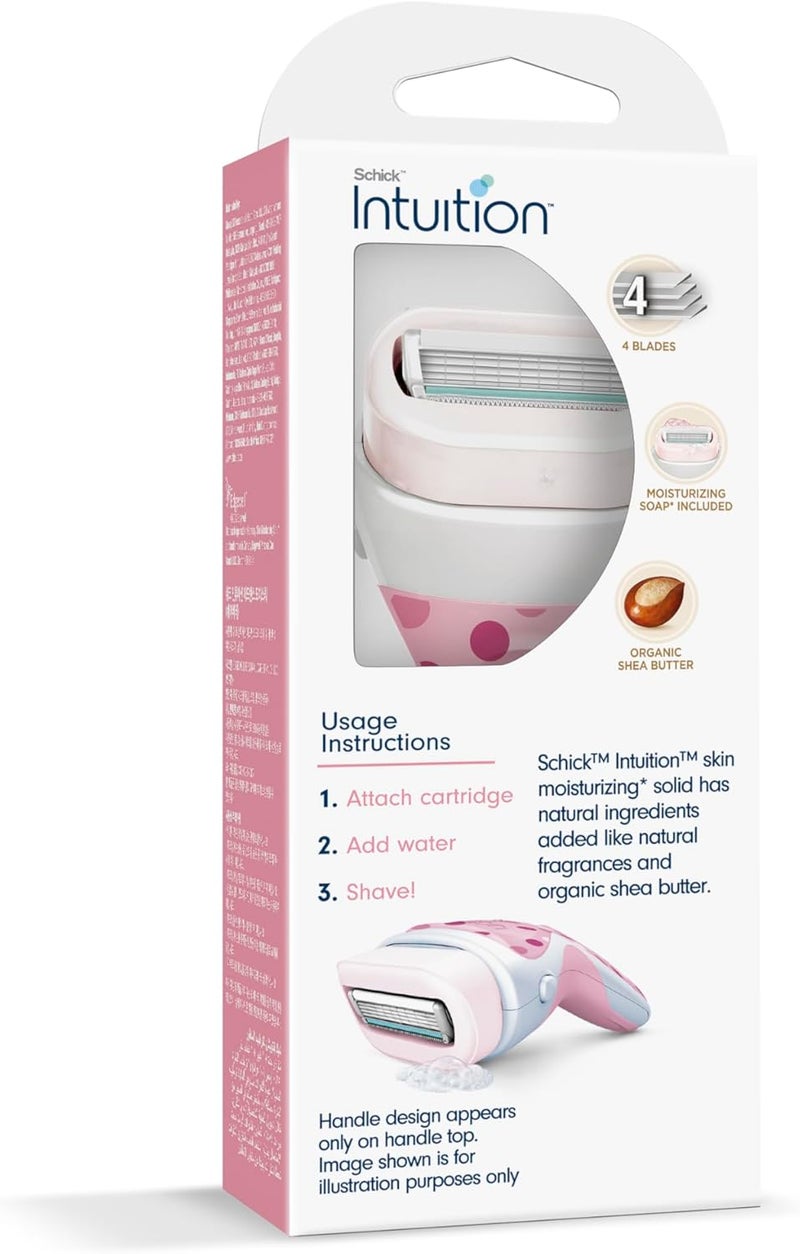 Intuition 2-in-1 Advanced Moisture Women's Razor with Soap - Polka Dot Limited Edition Gift Pack with Organic Shea Butter - Image 2
