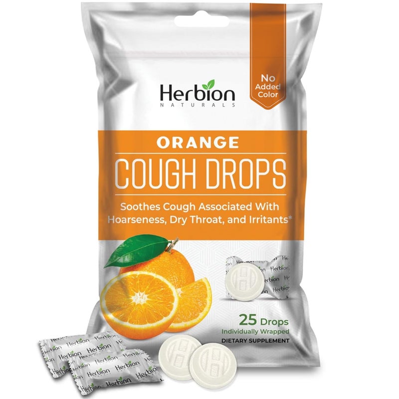 Herbion Naturals Cough Drops with Natural Orange Flavor Dietary Supplement Soothes Cough For Adults and Children Over 6 Years 25 Drops No Artificial Flavor No Added Color - Image 2