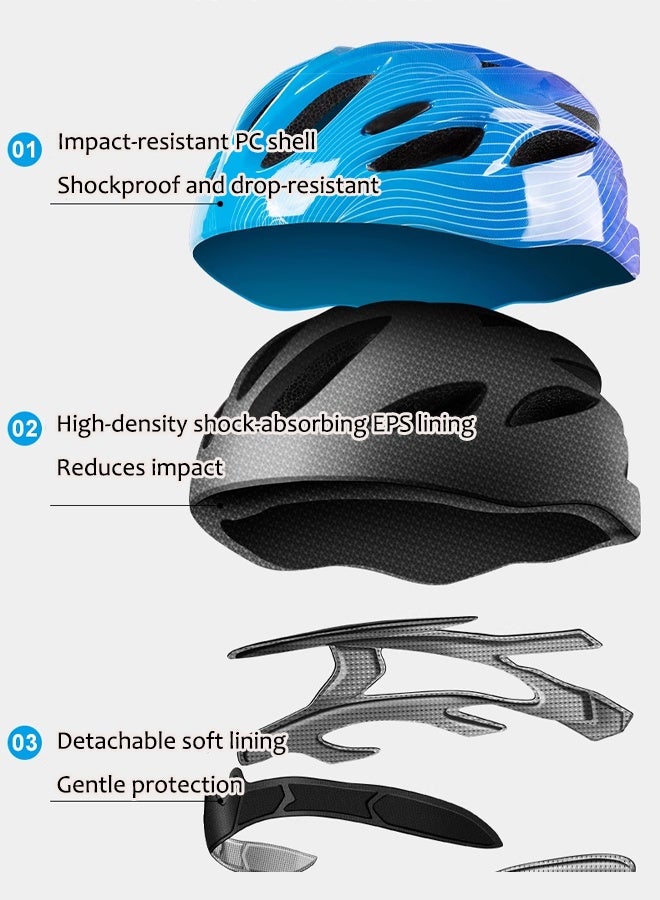 Aissiora Children's Helmet Cycling Helmet Children's Cycling Protective Gear Bicycle Helmet Shock-Absorbing and Impact-Resistant Removable Lining Adjustable Head Circumference Unisex Suitable for Roller Skating, Skateboarding, and Cycling Enthusiasts - Image 3