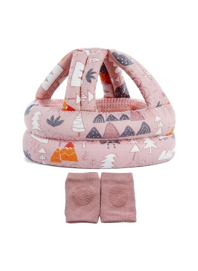 NNEWVANTE Baby Safety Helmet Infant Toddler Breathable & Adjustable Head Cushion Bumper Bonnet for Running Walking Crawling (Pink) - Image 1
