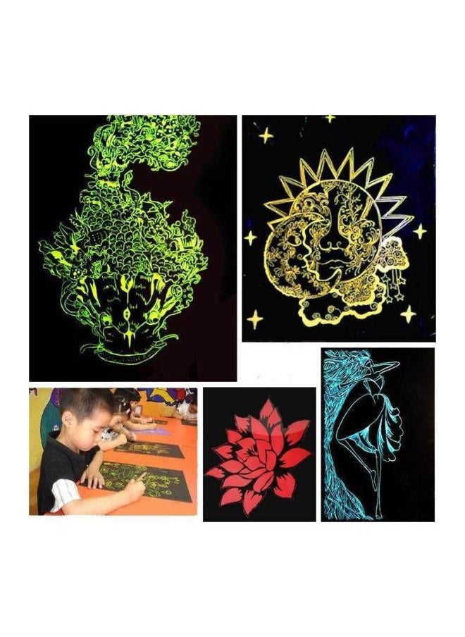 null - A4 Scraping Paper Monochrome Solid Color Scraping Wax Paper 10 Red, Yellow, Blue, Green And White 8K/A4/4K Tasteless Children Scraping-Color:1 Pack Of Gold Base (10 Sheets + 1 Pen) 8k (26*38cm) - Image 1