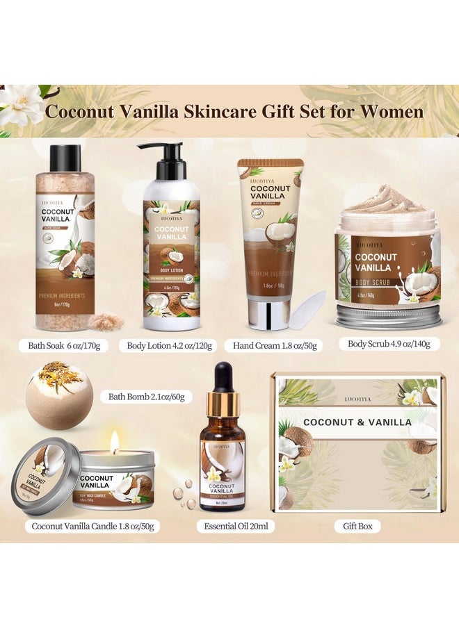 LUCOTIYA - Gifts for Women, Birthday Gifts for Women, Bath and Body Gifts Set, Spa Gifts for Women Vanilla Coconut, Self Care Relaxing Bath Sets for Thank you Women, Mom, Grandma, Girlfriend, Sister, Friends - Image 1