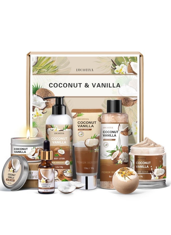 LUCOTIYA - Gifts for Women, Birthday Gifts for Women, Bath and Body Gifts Set, Spa Gifts for Women Vanilla Coconut, Self Care Relaxing Bath Sets for Thank you Women, Mom, Grandma, Girlfriend, Sister, Friends - Image 1