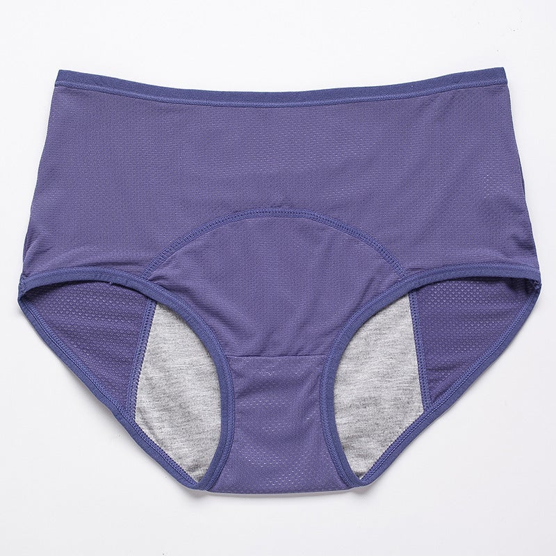 Ladies Leakproof Menstrual Panties Mid-Waist Ice Silk Thin Blue gray