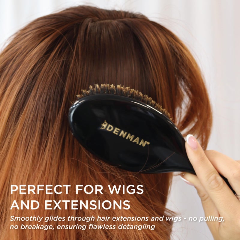 DenmanBoar Bristle Hairbrush- for Finishing, Up-Dos, Creating Sleek Styles â€“ Black, D82M - Image 3