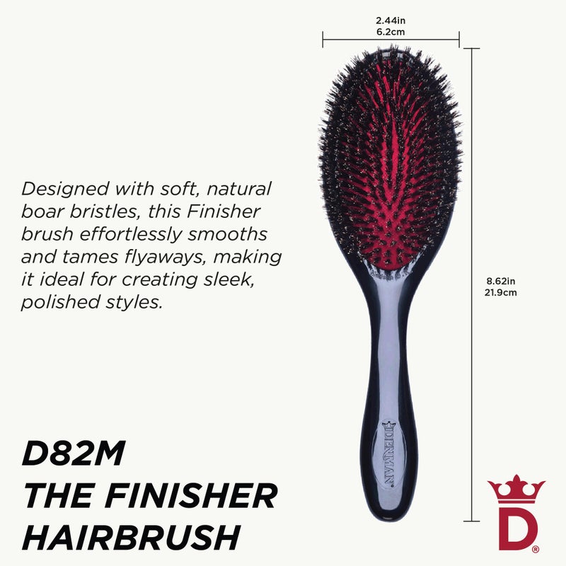 DenmanBoar Bristle Hairbrush- for Finishing, Up-Dos, Creating Sleek Styles â€“ Black, D82M - Image 2