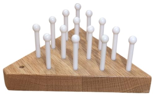 Cauff Solid Oak Wooden Peg Game Tricky Triangle Classic Wooden Brain Teaser Puzzle - Image 1