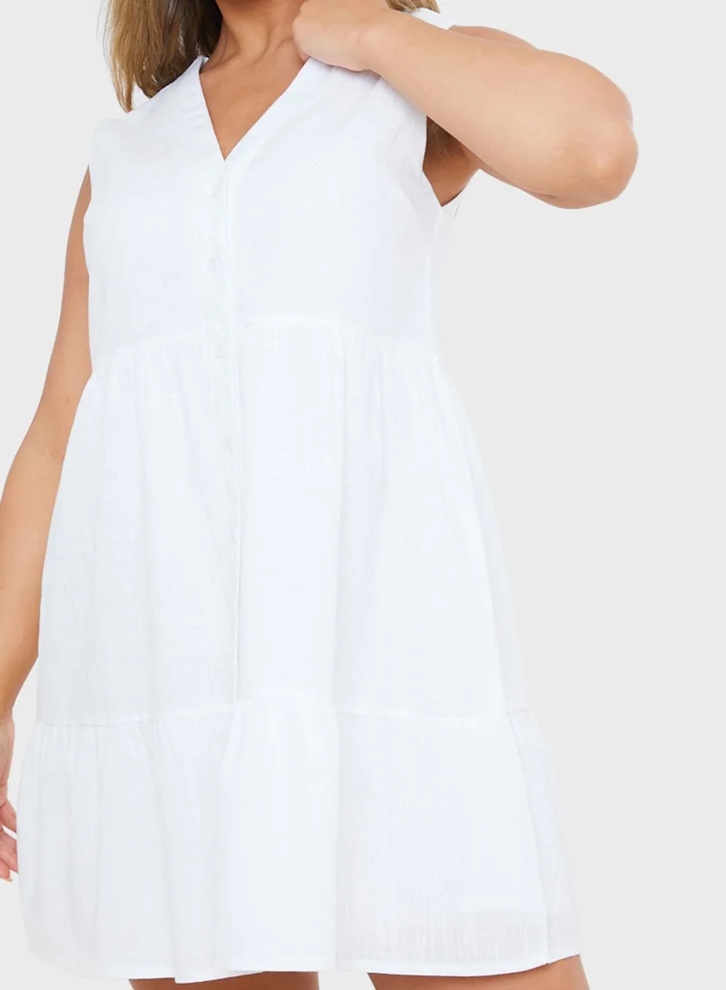 In the style Linen Button Down Tiered Hem Dress