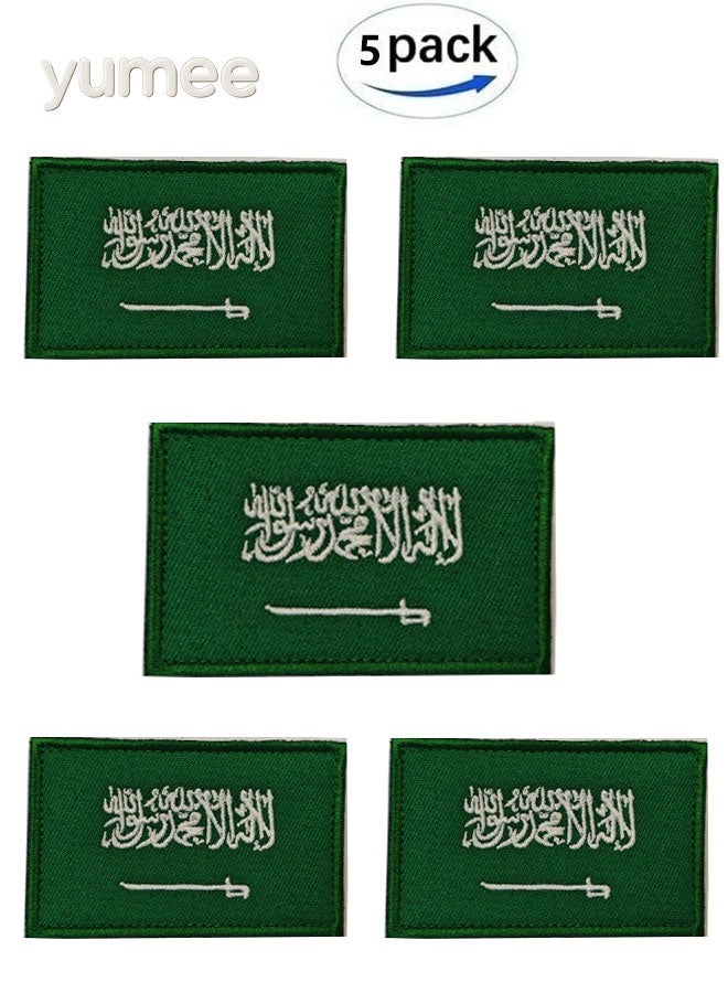 يمي 5 حزمة رقعة علم المملكة العربية السعودية رقعة تطريز علم المملكة العربية السعودية للقبعات والحقائب التكتيكية والسترات والملابس رقعة فريق الجيش... - Image 1