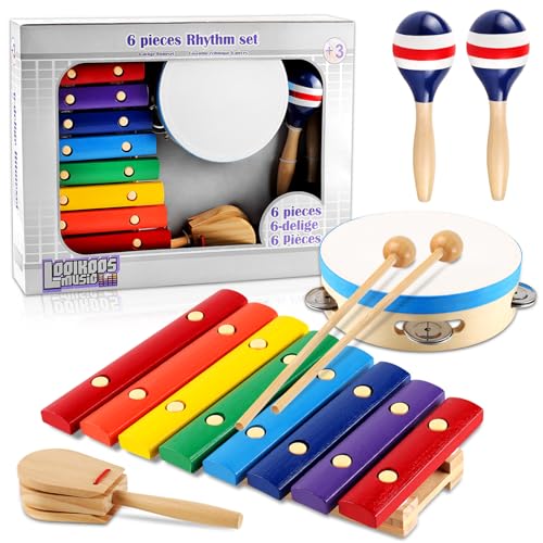LOOIKOOS Kids Musical Instruments Montessori Wooden Toys for ToddlersPercussion Instruments Set for Kid Preschool Educational Musical Toys for Boys and Girls Gifts - Image 1