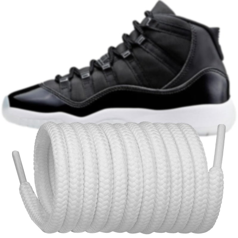 Endoto Shoelaces for Air Jordan 11,Replacement 5MM Shoe Laces Round Polyester Sneaker Shoes(Color:White,Size:45Inch) - Image 1