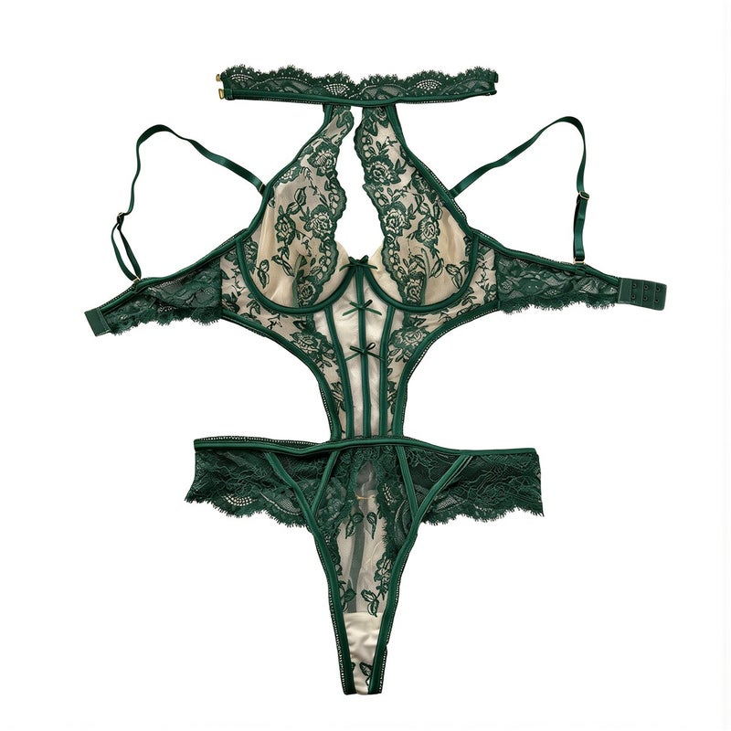 Black Floral Lace Lingerie Set Slim Fit For Petite Women No Show Under S Dress S - Image 1