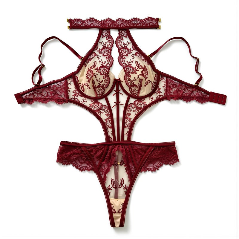 Black Floral Lace Lingerie Set Slim Fit For Petite Women No Show Under S Dress S - Image 2