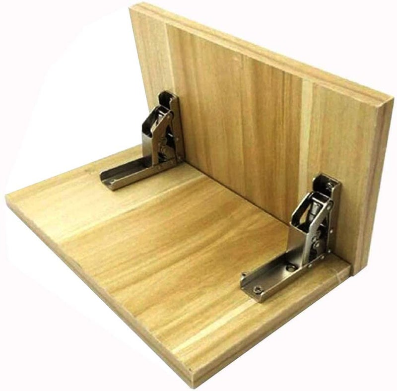 ADA 4 Pieces Stainless Steel 90 Degree Folding Shelf Hinged Bracket Hidden Desk Frame Hinged Furniture Accessories Folding Shelves - Image 4