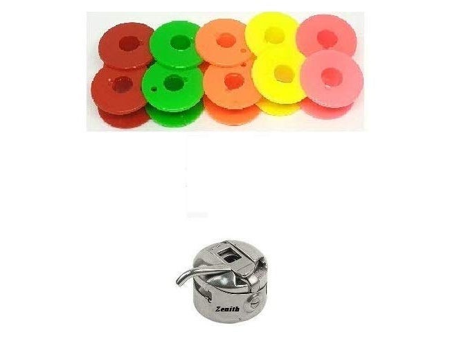 Zenith Solid Multi Color Bobbins + 1 Bobbin Case for Any Automatic Sewing Machines (Singer/Usha/Brother) (30) - Image 1