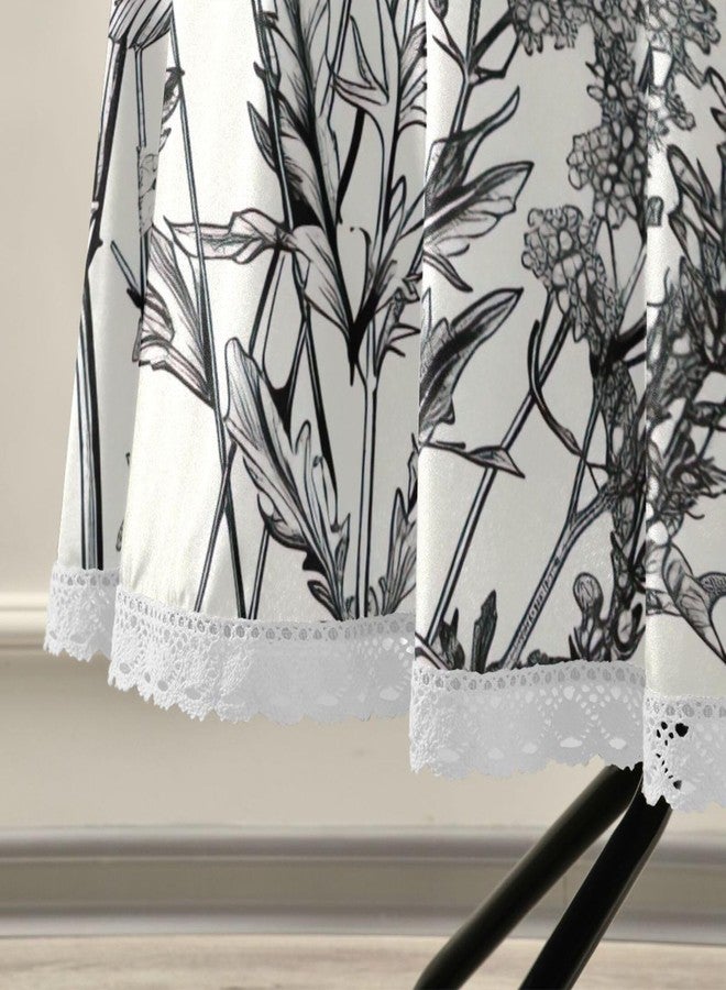 ATTX Outdoor Waterproof Black and White Flowers Round Tablecloth with Umbrella Hole Zipper for Camping, Patio, Picnic, Spring, Summer（60 Inch） - Image 4
