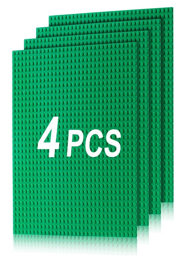 Husfunov 4 Pack Classic Baseplates, Building Plates for Building Bricks, Compatible with All Major Brands and Activity Table-Baseplate 10" x 10", Age 3 and up, Green - Image 1