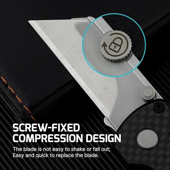 OKNIFE Otacle U1 Folding Utility Knife, Quick Change Box Cutter with Rail Lock, EDC Razor Knife with Pocket Clip for Office, Factory (Green Micarta) - Image 3