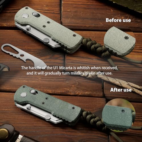 OKNIFE Otacle U1 Folding Utility Knife, Quick Change Box Cutter with Rail Lock, EDC Razor Knife with Pocket Clip for Office, Factory (Green Micarta) - Image 5