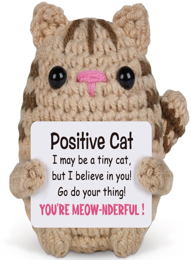 BharatBazaar Crochet Toys, Valentine's Day Gift, Inspirational Gifts for Women, Motivational Present for Women Men Friends, Valentine's Day, Birthday, Cute Handmade Crochet Cat with Positive Words - Image 1