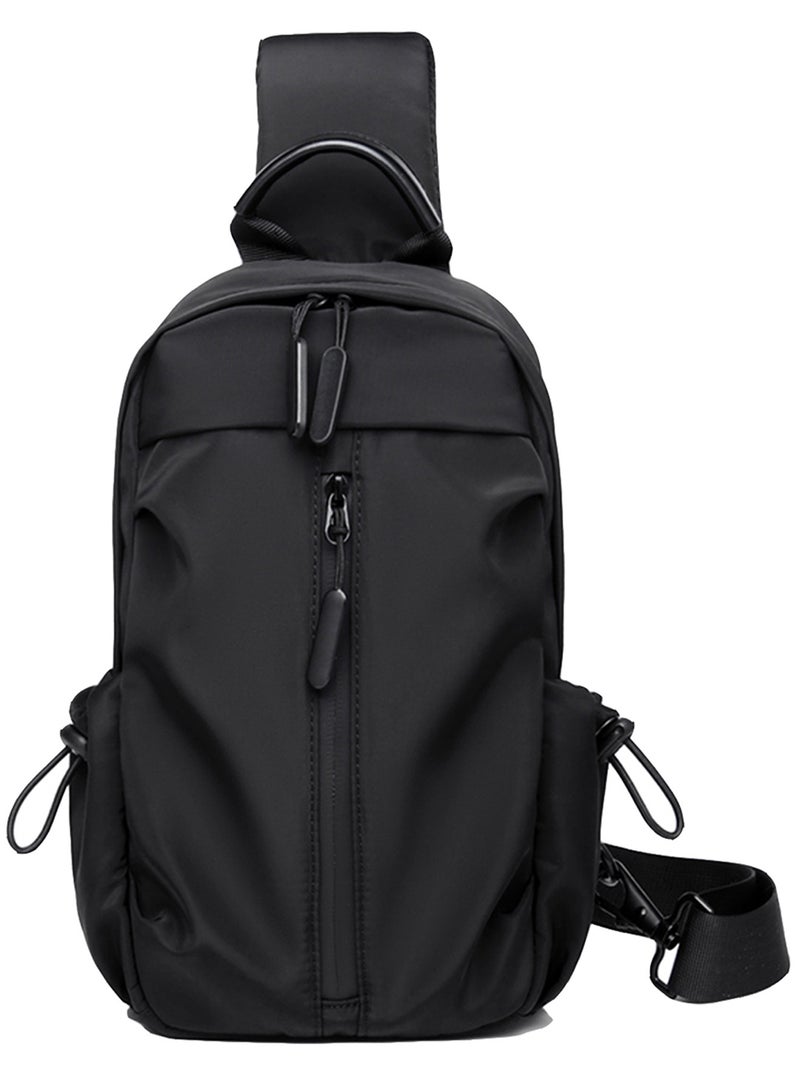 Qiccijoo Sling Bag for Men or Women, Multipurpose Crossbody Bag,Shoulder Bags for Hiking Travel Cycling with USB Charger Port(Black) - Image 1