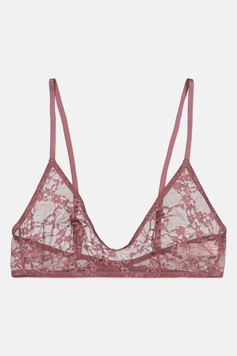 Etam Women Textured Non Padded Bra, Mauve - Image 1