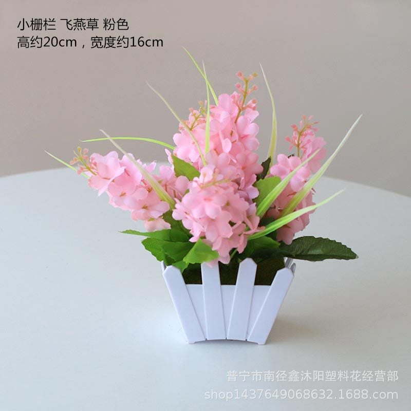 Artificial Flower Set Dining Table Green Plant Small Potted Plant Interior Decoration Plastic Flower Art Mini Fence Flower Bonsai Decoration - Image 1