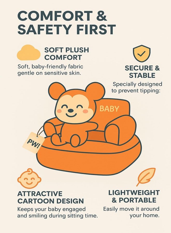 PWI Baby Soft Plush Cushion Seat Or Rocking Chair for Kids (Use for Baby 0 to 2 Years, Red and Black - Image 2
