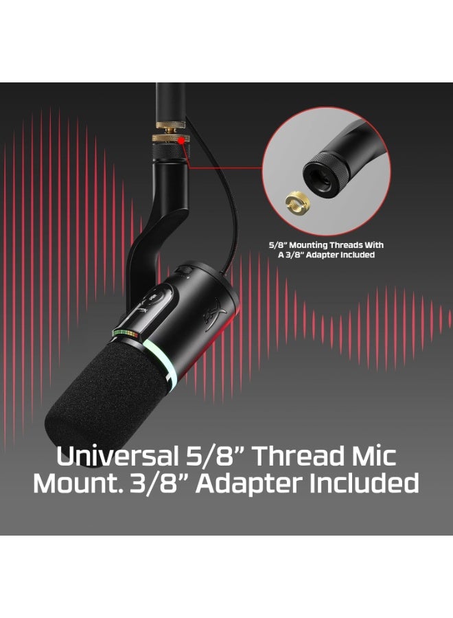 HyperX FlipCast Streaming XLR/USB Dynamic Microphone for PC, MacOS, PlayStation, Nintendo Switch, Broadcast Quality, USB, XLR, Universal Mount, Black-B2CM1AA - Image 5