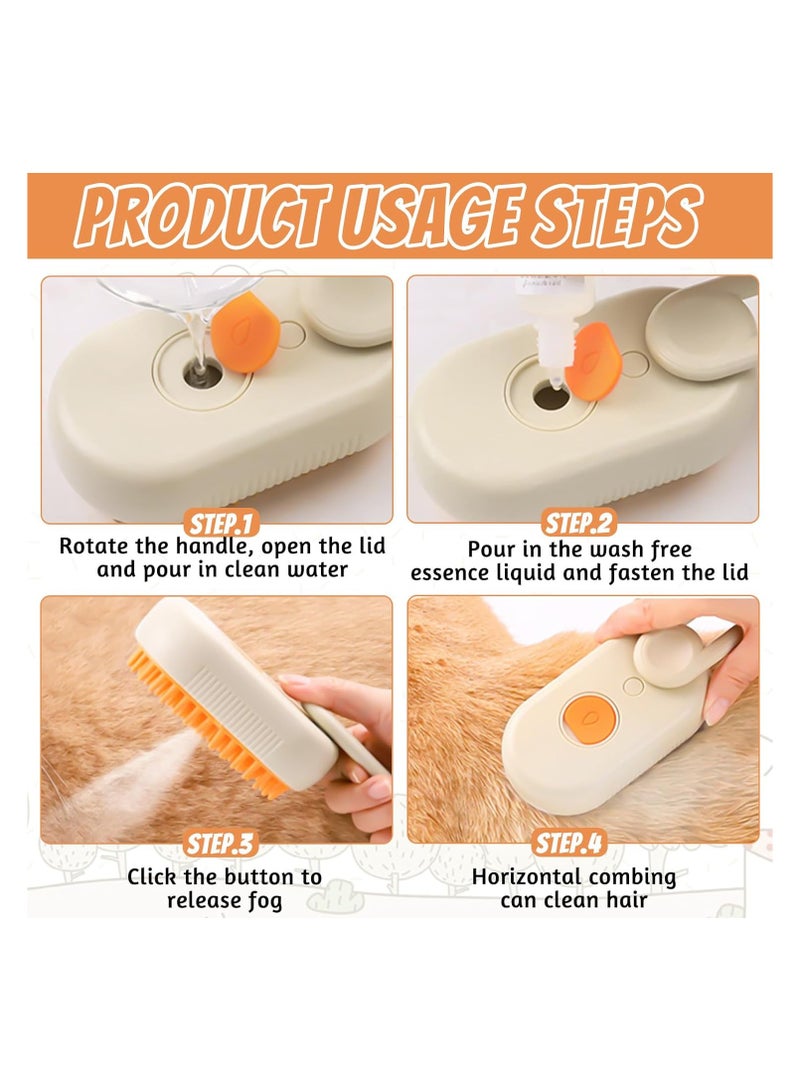 Cat Steam Brush, 3 in 1 Cat Steam Brush with Dog Steam Brush, Self Cleaning Grooming Brush for Cats, Dogs, Pets for Cleaning and Massaging - Image 3