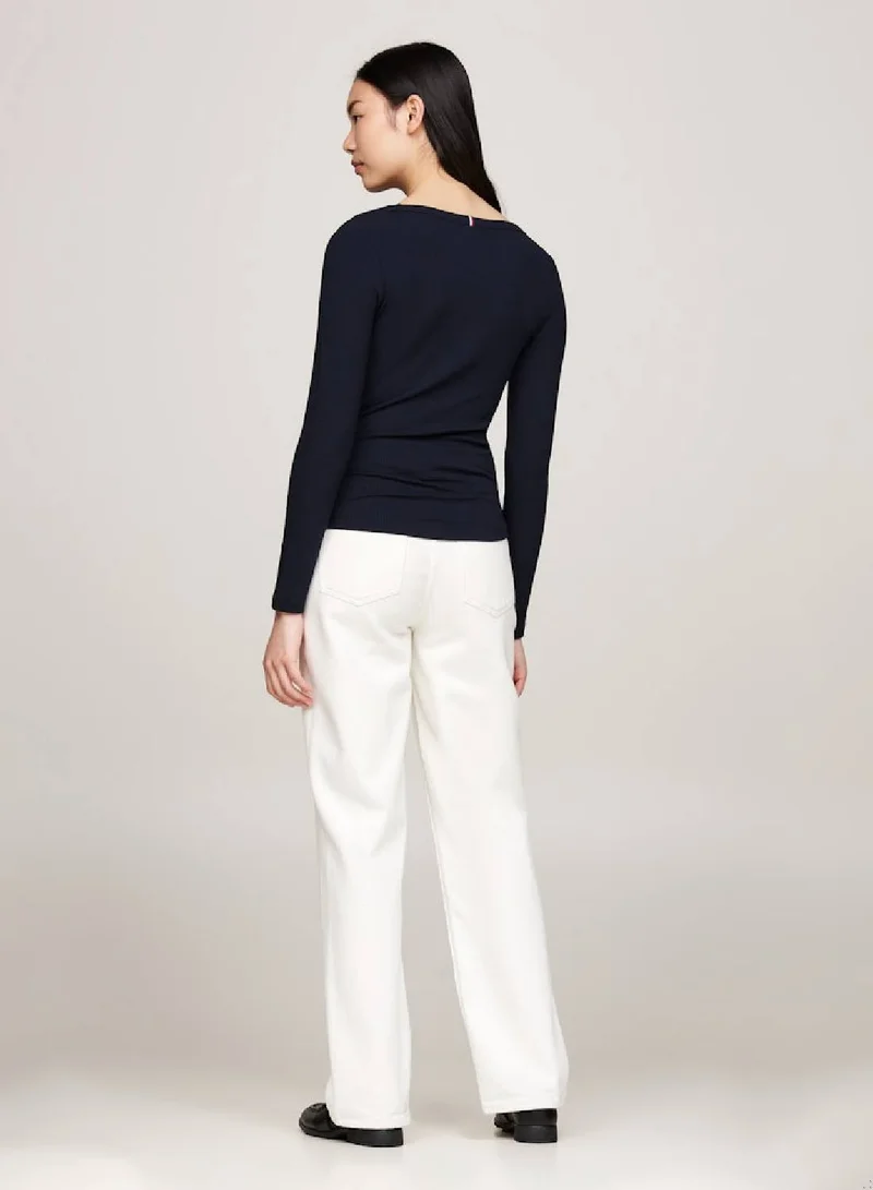 TOMMY HILFIGER Boat Neck Slim Long Sleeve T-Shirt