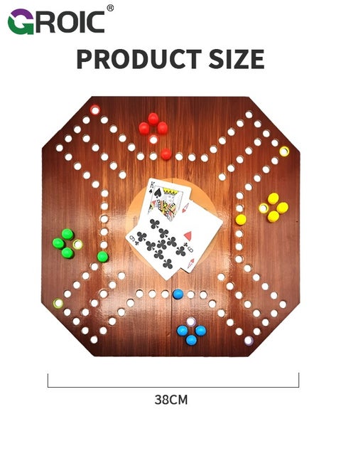 Jackaroo Board Game,Ludo Board Game,Folding Board Game for 2-4 Players with 16 Marbles and Cards,38 cm x 38 cm Size,Jackaroo Game Family Game Marble Game
