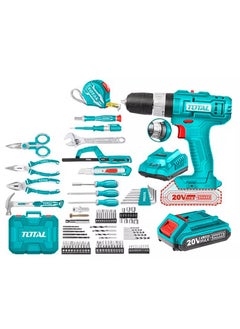 TOTAL Super Total 165-Piece Tool Set with 20V Cordless Impact Drill, Battery & Charger - Complete Home Repair & DIY Kit with Screwdrivers, Wrenches, Pliers, Drill Bits & More - THKTHP11652  - Image 5