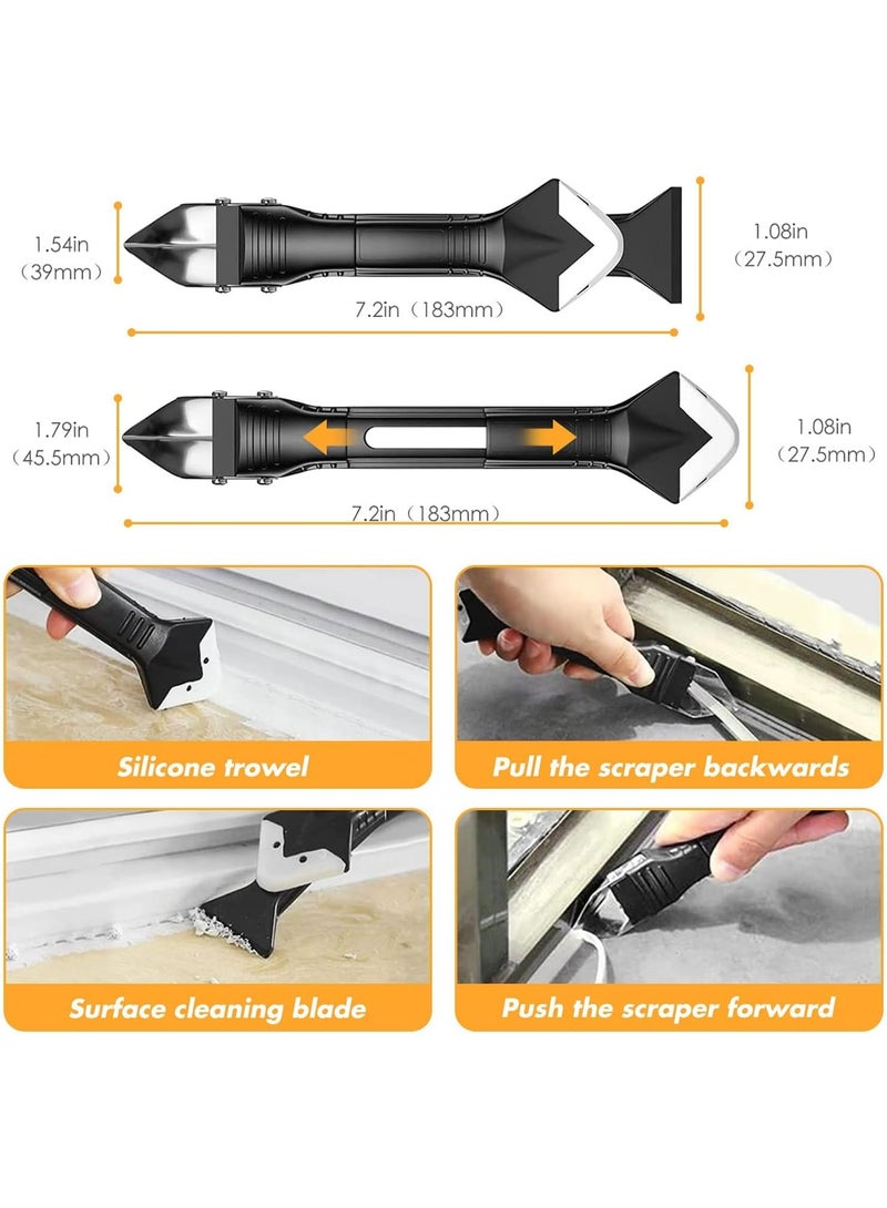 10 Piece Professional Caulking Tool Kit - 3-in-1 Sealant Finisher with 5 Replaceable Silicone Pads & Stainless Steel Scrapers - Image 4