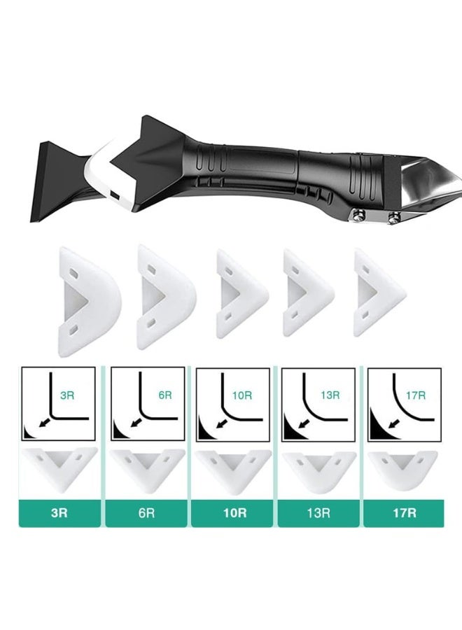 10 Piece Professional Caulking Tool Kit - 3-in-1 Sealant Finisher with 5 Replaceable Silicone Pads & Stainless Steel Scrapers - Image 3