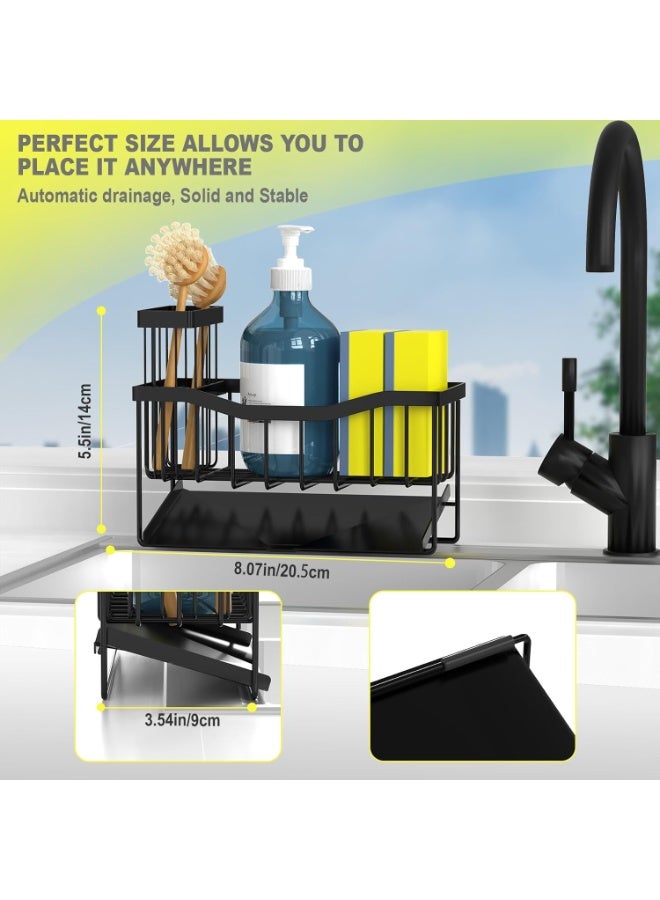 Relex Sink Caddy Sponge Holder for Kitchen Sink with Brush Holder and Stainless Steel Self Drain Tray, Rustproof Kitchen Sink Organizer for Sponge, Soap Dispenser Storage Accessories - Image 5