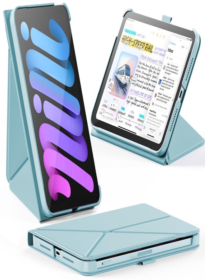 إنفيلاند جراب INFILAND لجهاز iPad Mini 7 (A17 Pro) 2024 / iPad Mini 6 2021، غطاء نحيف قابل للطي على شكل كتاب مع حامل قلم، حامل مغناطيسي متعدد الزوايا، جراب حماية مع خاصية التشغيل/الإيقاف التلقائي، أزرق سماوي - Image 1