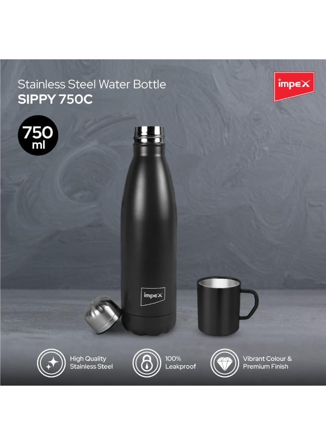 Impex Stainless Steel Water Bottle SIPPY | Leak Proof | Office Bottle | Gym Bottle | Home | Kitchen | Hiking | Treking Bottle | Travel Bottle (Black) - Image 4
