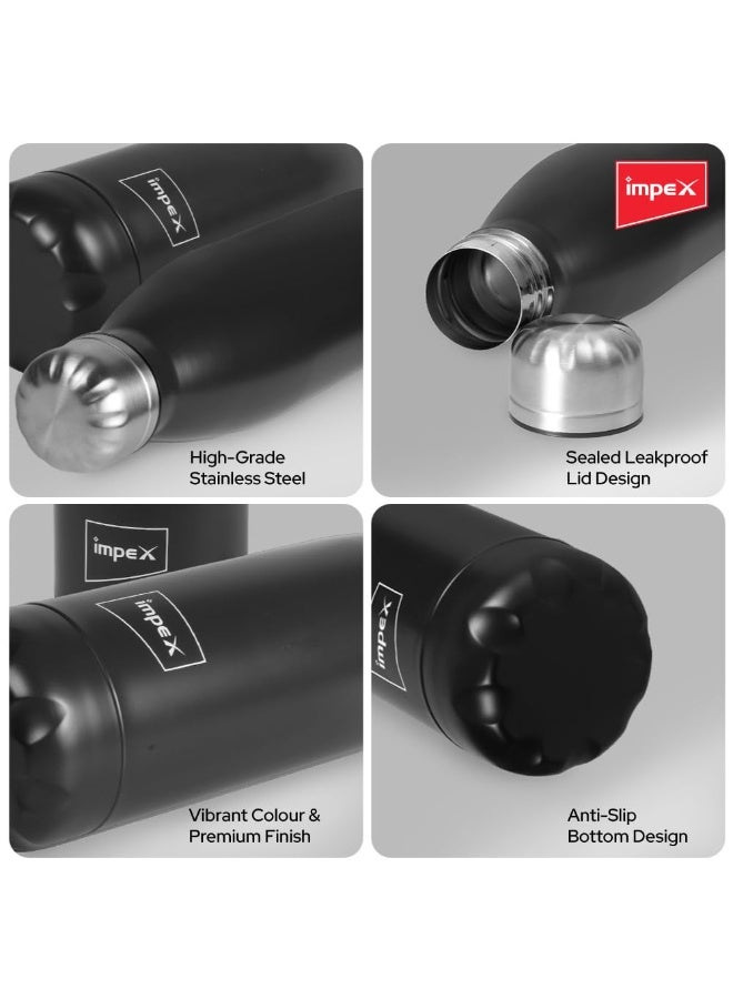 Impex Stainless Steel Water Bottle SIPPY | Leak Proof | Office Bottle | Gym Bottle | Home | Kitchen | Hiking | Treking Bottle | Travel Bottle (Black) - Image 3