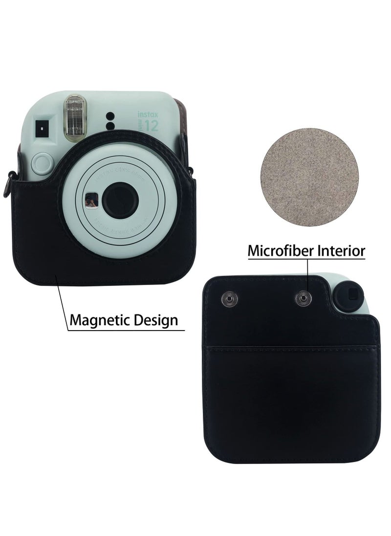Protective Case Compatible with Fujifilm Instax Mini 12 Instant Film Camera with Accessory Pocket and Adjustable Strap