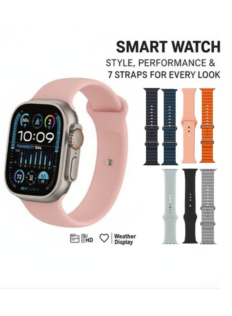 micro speed Smart Watch Ultra 7in1 Fitness trackers Health with 7 Interchangeable Straps49MM - Image 1
