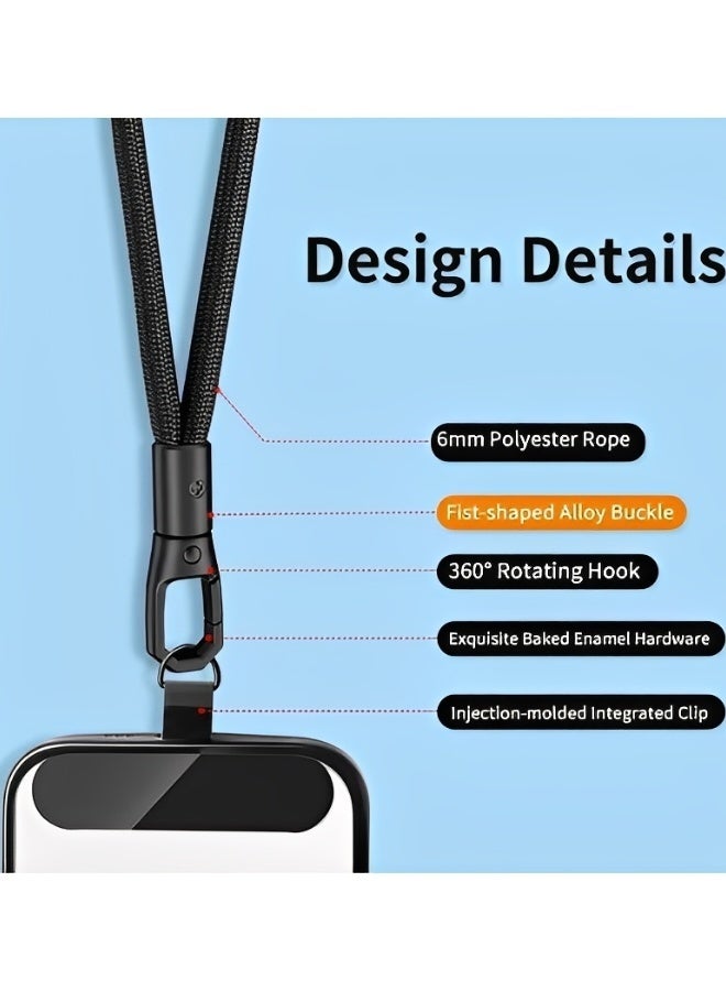 Phone Wrist Strap Anti Theft Adjustable Lanyard with 360 degrees Hook Cell Phone Holder Set Black Hands Free for Travel Use - Image 4