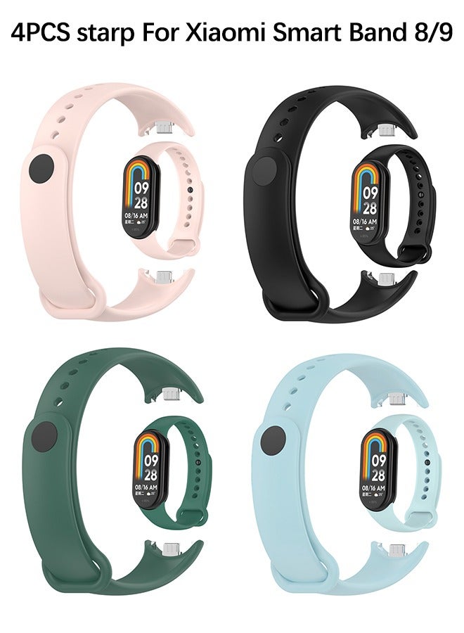 OLYSON 4-piece replacement strap for Xiaomi Smart Band 8/9,Soft Silicone Clip Replacement Band For Xiaomi Mi Band 8 / Band 9 - Image 1