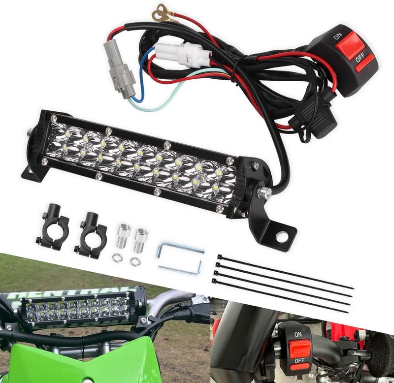 Cylemoto 60W LED Headlight Light Bar Kit with Switch for 7/8" Handlebars - Image 1