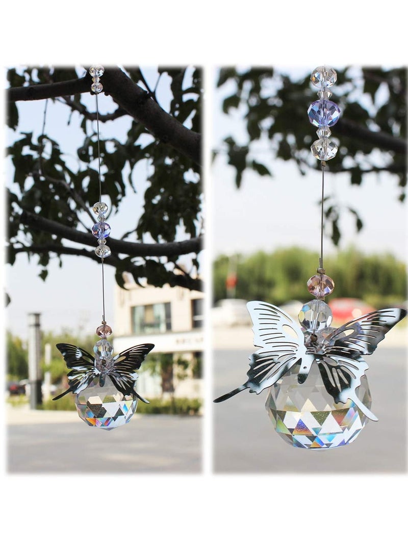 Elegant Crystal Butterfly Suncatchers with Clear Crystal Ball - Perfect for Home, Office, and Garden Window Decorations - Image 3