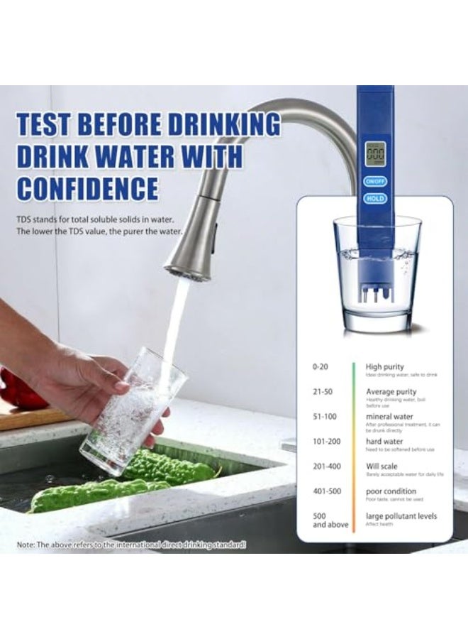 تي دي إس جهاز قياس TDS، جهاز قياس TDS الرقمي لفحص جودة الماء مع نطاق قياس من 0-9990 PPM، أداة فحص جودة الماء الرقمية للزراعة، الأحواض، المسابح، ومياه الشرب المنزلية - Image 3
