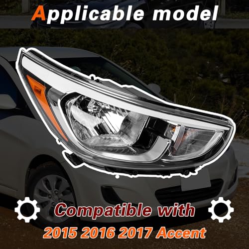 TODO Headlights Assembly Replaces 921011R710 921021R710 Compatible with 2015 2016 2017 Accent (Passenger Side) - Image 2