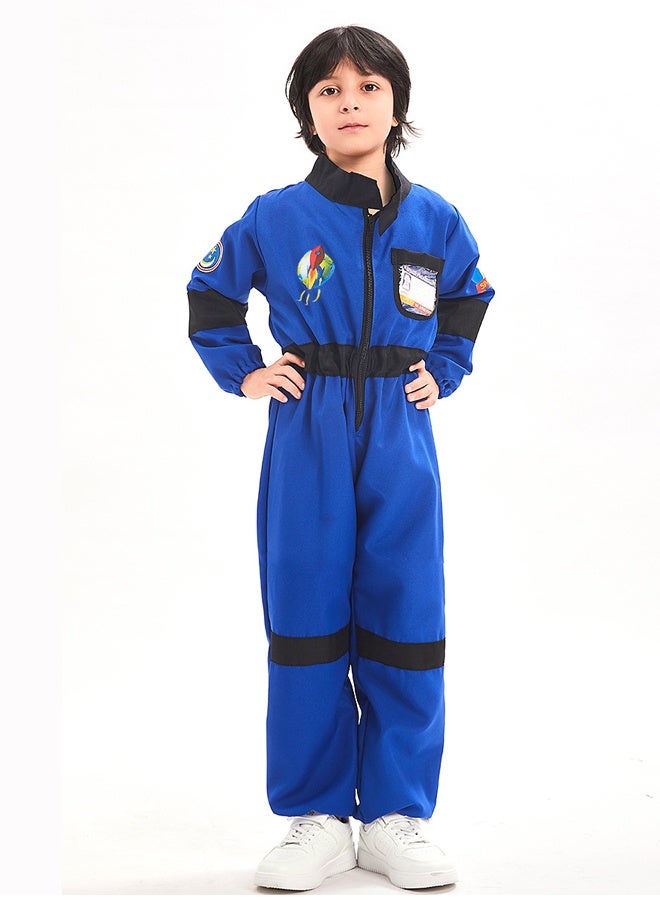 زي كوسبلاي - بدلة فضائية للأطفال لمدة 4-7 سنوات مع تصحيحات مهمة - البوليستر الممتاز مع إغلاقات فيلكرو ، أكواد مرنة - لعيد الهالوين ، لعب الأدوار ، الأحداث المدرسية والحفلة ذات الموضوع الفضائي زرقاء زاهية - Image 4